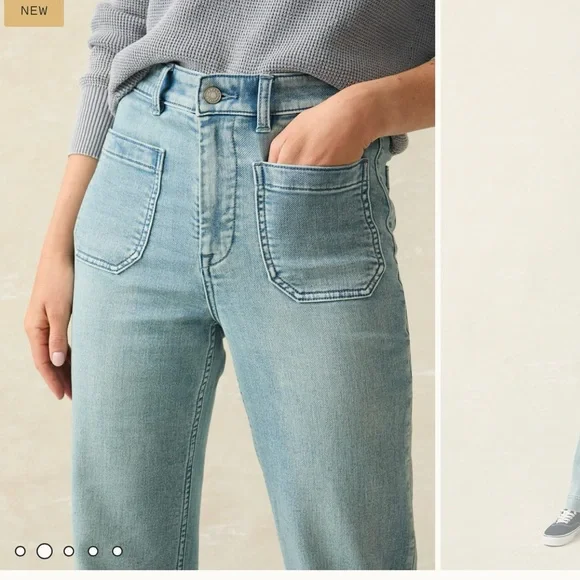 Faherty High Rise Blue Jeans with Vintage Wash - Picture 4 of 10